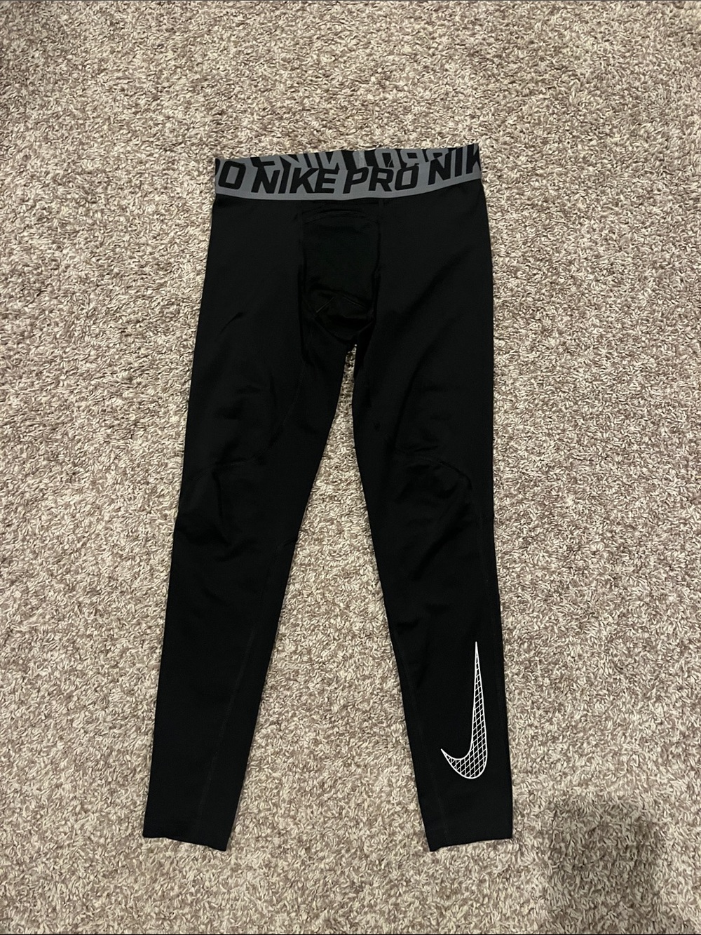 Nike Black Medium Boys ' Training Leggings with Grey Branded Waistband